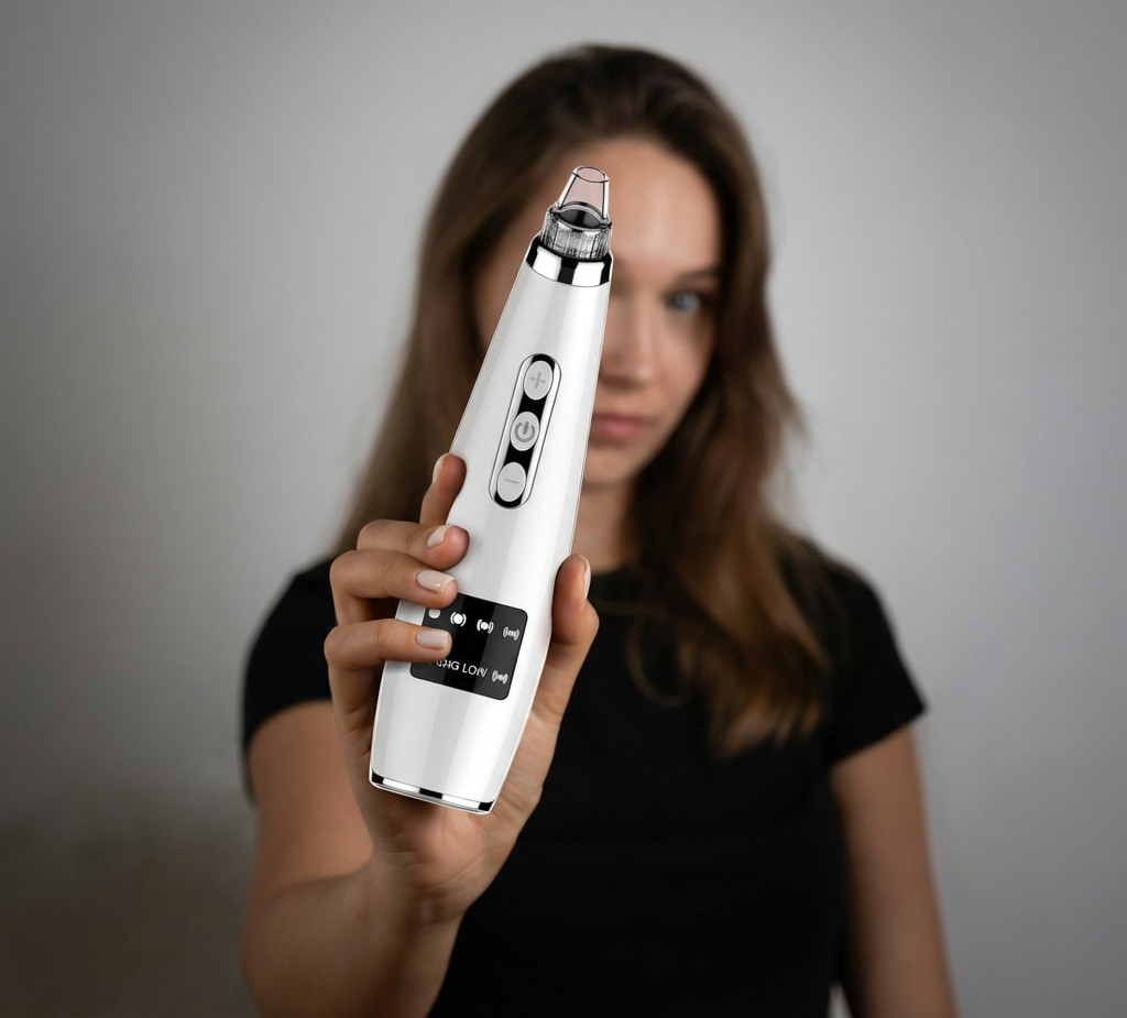 Kvinne som bruker PoreRen™ hudormfjerner på hånden – Marcanor