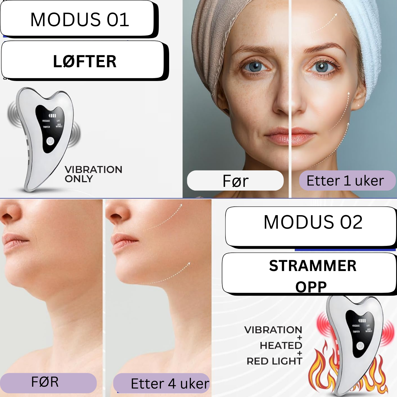 Høykvalitets Mikrostrom Gua Sha Pro ansiktspleieapparat – ergonomisk design med mikrostrøm og konstant varme for løft, stramming og glødende hud – Marcanor