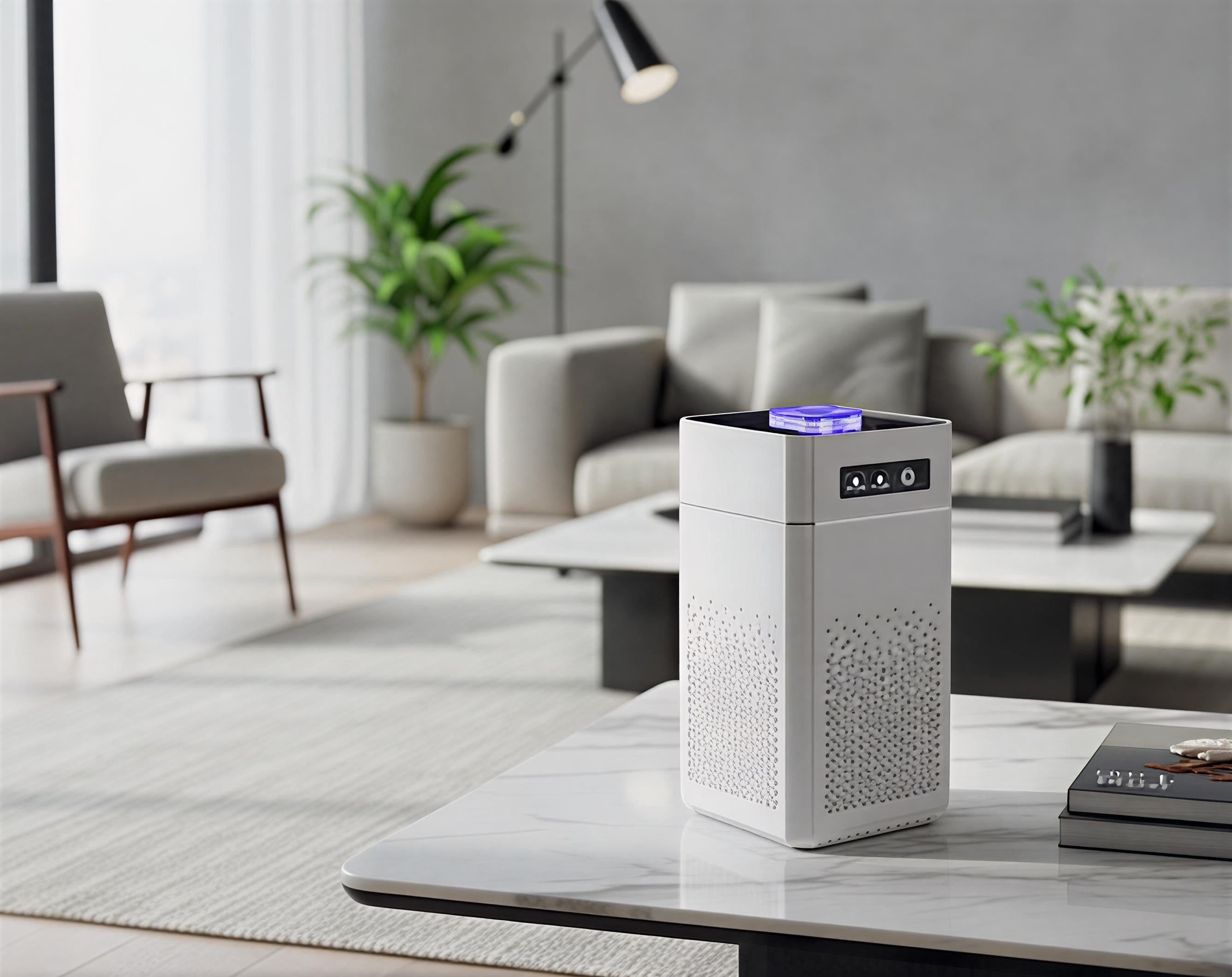 Hvit lufterenser zenair i koselig norsk salong